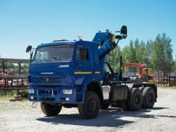 Special purpose vehicle with hydraulic loading crane of KMA type on the basis of KAMAZ 5350 and its modifications 51K12N-U5