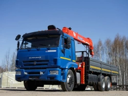 Special purpose vehicle with KMA type hydraulic loading crane on the basis of KAMAZ 65117 and its modifications 64K03N-UC