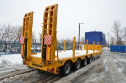 Semitrailer Politrans 94184-033. In design: metal platform with a loading platform, with ladders, with flatbed in the front part