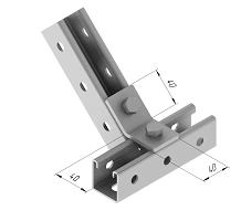 Plate angle 45 degrees 2 holes SMA 625, with overall dimensions 40x40x40 mm, with a thickness of metal 5,0 mm, thermodiffusion