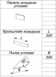 Corner visor for metal shelving unit "TS" series