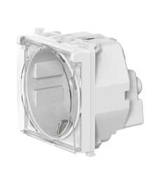 CADUCEUS ALING Experience + antibacterial Single-pole flush-mounted socket with earthing with curtains and transparent cover.