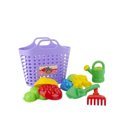 Sand set in a basket "Royal" (6 moulds, scoop, rake, spoon)