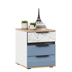 Urban LD.528120.000 Bedside cabinet (White/Black/Capri Blue )