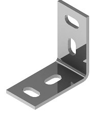 Mounting angle SM-UM90, with overall dimensions 75x75x40 mm, metal thickness 4,0 mm, stainless steel grade AISI 316L.