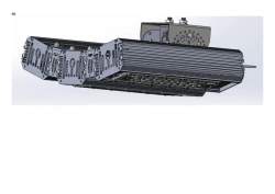 LED luminaire "Industrial Design MTM IoT" CUBIC 160 series Three modules Connection from sides 15 degrees Mounting Cantilever