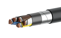 Fire-resistant power cable of PvBPng(A)-FRHF grade with copper conductors, with armour made of galvanized steel strips, with cro