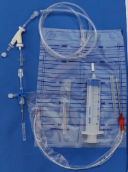 Device for drainage of pleural/peritoneal cavity, abscesses, with catheter "PLEVROCAT" disposable, sterile, var.
