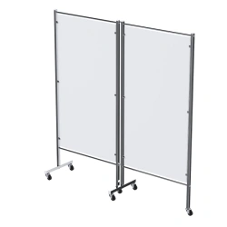 SHM - "MSC"(MSC-25303M) Medical screen of stainless steel, on wheels, two-sectional