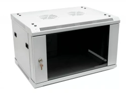 Telecoms wall cupboard 9U, 600x600x500 (WxHxH), article number SNR-TWC-9-SF-R-GD
