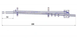 Curved frame rail of P65 type with straight shank of the project 2433.03.020RK2-01