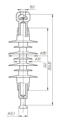 Insulator fixing rod insulator with ribbed sheath made of organosilicon rubber PSPKr 120-3/0,6-D-GP