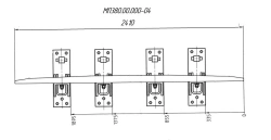SP850 profile counter rail with complete set of pads with stop and fastenings for SP t. R50 m 1/6 pr. 1581 (MP 380.00.000-04)
