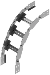 Vertical hinged corner of self-supporting conduit KTU 000x00 ZL, with overall dimensions from 150x50 mm to 1000x200 mm, with met