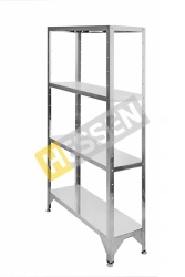 Metal shelving unit with solid shelves made of stainless steel C-1,6*8*3/4