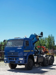 Special purpose vehicle with KMA type hydraulic loading crane on the basis of KAMAZ 43118 and its modifications 41K33N-U6