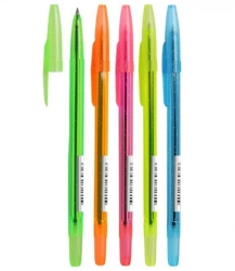 Ballpoint pen STAMM 511 blue rod 1, 0mm oil-based, NEON transparent with sequins