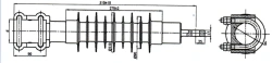 Cantilever rod insulator with ribbed shell made of organosilicon rubber KSPKr 120-3/0,6-K-80