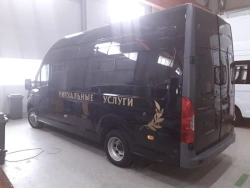 Vehicle for funeral services IATs-1767M1 on the basis of GAZ A (Gazelle NN) vehicle of modifications A31R33,A31R23 with petrol e