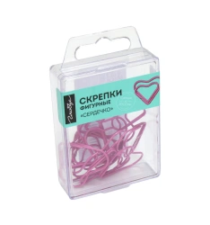 Paper clips - heart 28 mm 12 pieces, pink