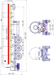 Semi-trailer-tanker PPTST1-3, type P3, modification 96833-0000010-03. Axle unit AGOS-3-GT7-00.00.000-01 or axle unit BPW