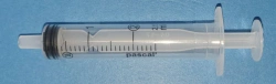 Luer type sterile single-use three-component injection syringe with nominal capacity of 2ml without needle.