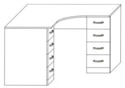 Corner writing desk with drawers for commercial establishments