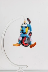 Licence Christmas tree toy made of glass "Bassist Dog"