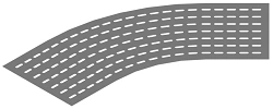Bottom base of radius horizontal 45 degree corner of self-supporting self-supporting conduit DKI 000 U45, with overall dimension