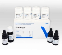 Dental glass-polyalkenate two-component light-curing cement "Cemilait"