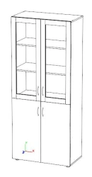 Wide cupboard with glass for teaching aids and documents