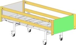 KF3-01-"MSC" (MSC-6103P) - Functional bed, on wheels, complete with slatted side rails of solid beech wood, back