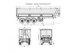TONAR dump semitrailer of model 9594 with axles of TONAR models: 90422, 90424, 90431.