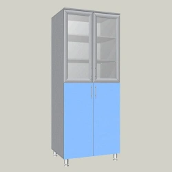 General-purpose cupboard with two glass doors in frame profile model MSHR-6