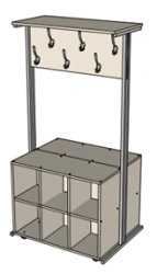 Double-sided floor cloakroom system with shoe boxes