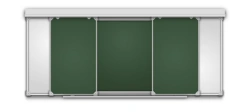 Rail system for sliding magnetic marker-chalk boards for classrooms