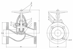 Shut-off and regulating flanged bore valve DN 50 PN 10 series 458 (KMIA.491115.002-05)