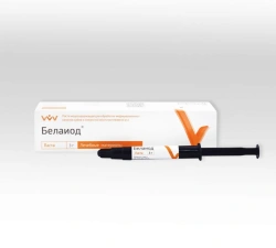 Material auxiliary Belaiod Iodine-containing paste for treatment of infected canals of teeth and mucous membrane of mouth cavity