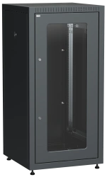LE05-24U66-GM ITK Closet LINEA E 24U 600x600mm 2pc glass and metal doors black.