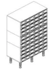 Catalogue cupboard, 3-module, 66 drawers (6x11), on supports h110mm
