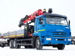Special purpose vehicle with hydraulic loading crane of MKMA type on the basis of KAMAZ 65117 and its modifications 64K06N-U8