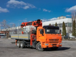 Special purpose vehicle with hydraulic loading crane of MKMA type on the basis of KAMAZ 65115 and its modifications 62K04N-L090