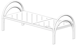 KF0-01-"MSK" (MSK-132M) - General hospital bed with headrest, without wheels, metal backrests, bed - steel sheet, mechanical
