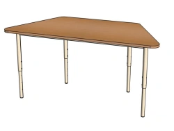 Trapezium 2-seater table on metal frame/ SD44