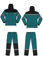 Men's suit (jacket, trousers) for protection against general industrial pollution and mechanical effects (abrasion) made of cott