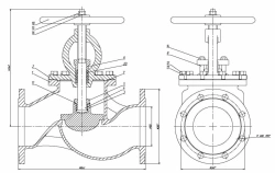 Shut-off and regulating flanged bore valve DN 150 PN 10 series 458 (KMIA.491125.005-05)