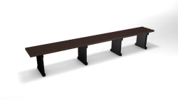 Bench on rectangular legs without backrest 3 m