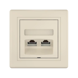 CADUCEUS ALING PRESTIGE Flush-mounted double computer socket with Keystone RJ45 8P8C cat.5e UTP modules, beige, art. 6