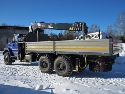 Special purpose vehicle with hydraulic loading crane of KMA type on the basis of URAL 4320 and its modifications U0K02N-4Z055