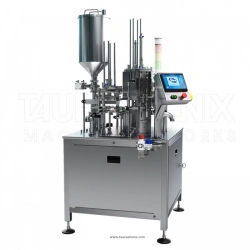 Technological equipment for packing foodstuffs into ready containers with its subsequent capping - Machines of type TF 1 model